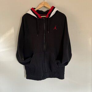 Jordan Black Full-Zip Hoodie With Red & White Accents Size XL